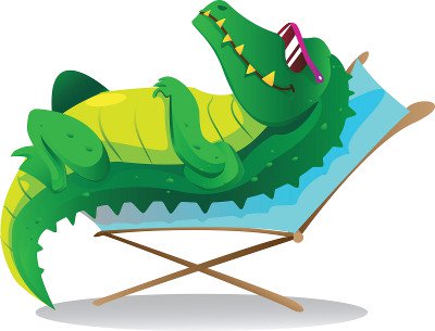 Cartoon alligator sunbathing
