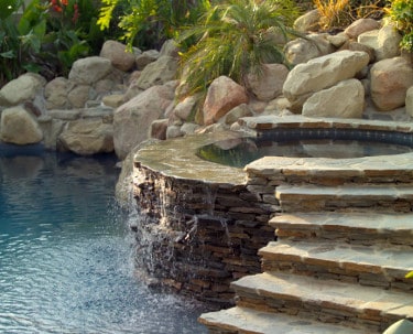 Naturalistic spa with waterfall