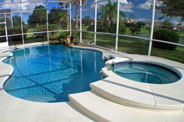 Picture of pool with attached spa