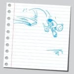Drawing of a boy diving off a diving board