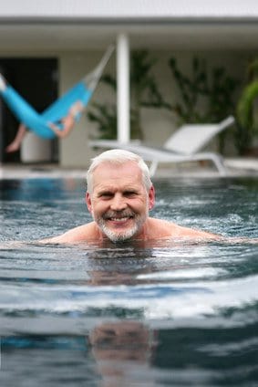 Older man in a swimming pool