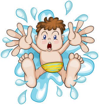 Boy falling into water