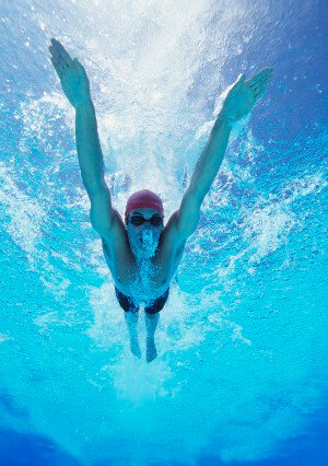 Underwater view of a professional swimmer.