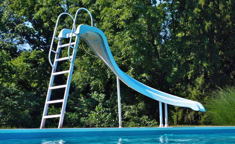 Photo showing an inground pool slide